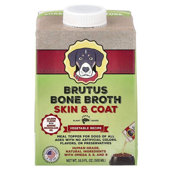 buu54433_v_8.jpg Skin &coat, рецепт с овощами, для собак любого возраста, со вкусом лосося, 500 мл (16,9 жидк. унции) — Brutus Bone Broth