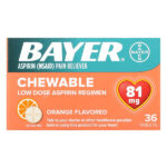 Жевательные таблетки с низкой дозой аспирина, апельсин, 81 мг, 36 таблеток — Bayer