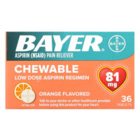Жевательные таблетки с низкой дозой аспирина, апельсин, 81 мг, 36 таблеток — Bayer