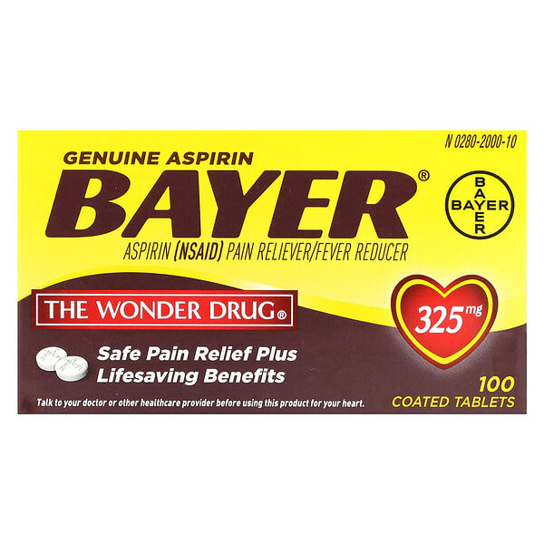 byr53635_v_13.jpg Натуральный аспирин, 325 мг, 100 таблеток, покрытых оболочкой — Bayer