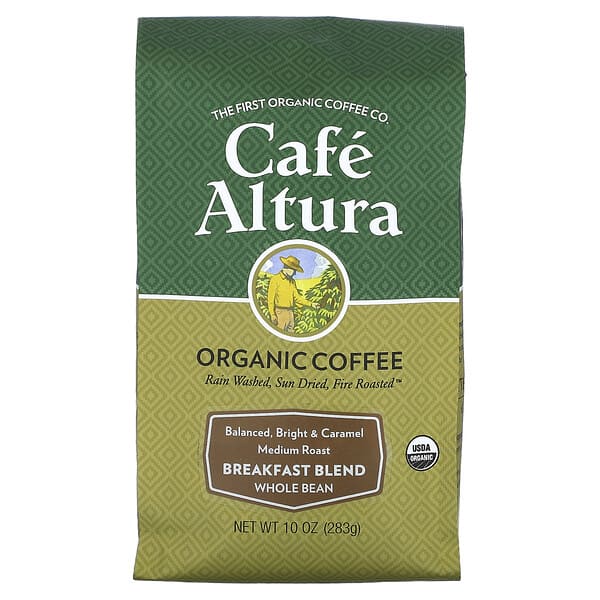 caf33530_v_38.jpg Organic Coffee, смесь для завтрака, цельные зерна, средняя обжарка, 283 г (10 унций) — Cafe Altura