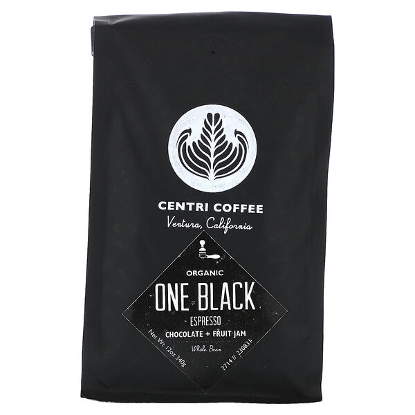 caf92762_v_27.jpg Centri Coffee, органический черный, шоколад и фруктовый джем, цельные зерна, вкус эспрессо, 340 г (12 унций) — Centri Coffee