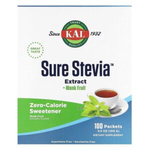 Sure Stevia, с фруктами архата, 100 пакетиков, 100 г (3,5 унции) — KAL