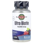 Ultra Biotin, ActivMelt™, биотин, со вкусом ягодного ассорти, 10 000 мкг, 60 микротаблеток — KAL