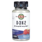 D-3, K-2, малина, 60 микротаблеток — KAL
