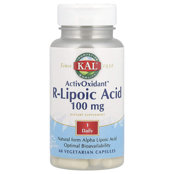 cal50212_v_24.jpg ActivOxidant™, R-липоевая кислота, 100 мг, 60 вегетарианских капсул — KAL