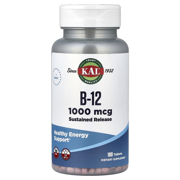 cal53463_v_25.jpg витамин B12, длительное высвобождение, 1000 мкг, 100 таблеток — KAL