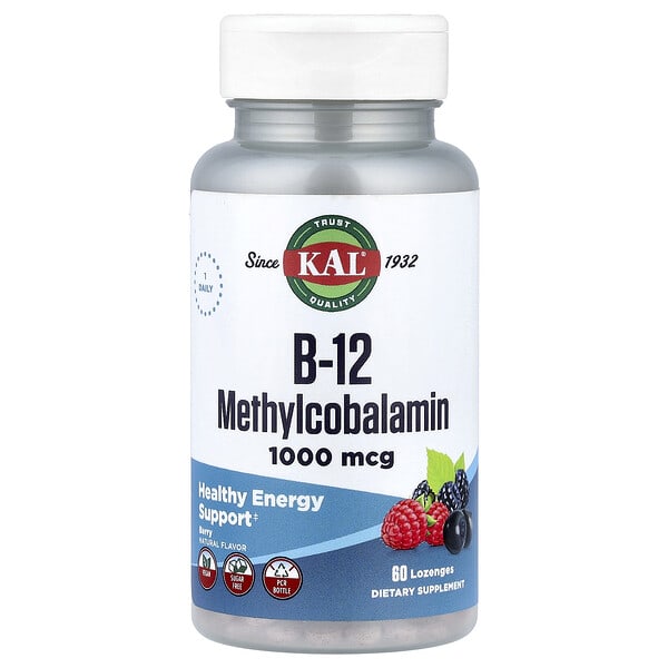 cal53575_v_24.jpg витамин B12 в форме метилкобаламина, со вкусом ягод, 1000 мкг, 60 пастилок — KAL