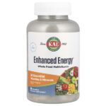 Enhanced Energy, мультивитамины из цельных продуктов, манго и ананас, 60 жевательных таблеток — KAL
