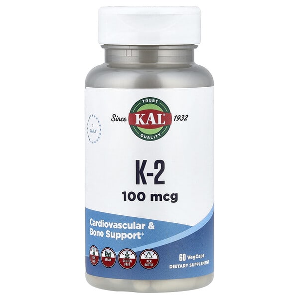 cal56509_v_24.jpg K-2, 100 мкг, 60 вегетарианских капсул — KAL