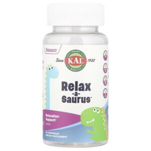 Dinosaurs®, Relax-a-Saurus™, добавка для расслабления, виноградный вкус, 30 жевательных таблеток — KAL