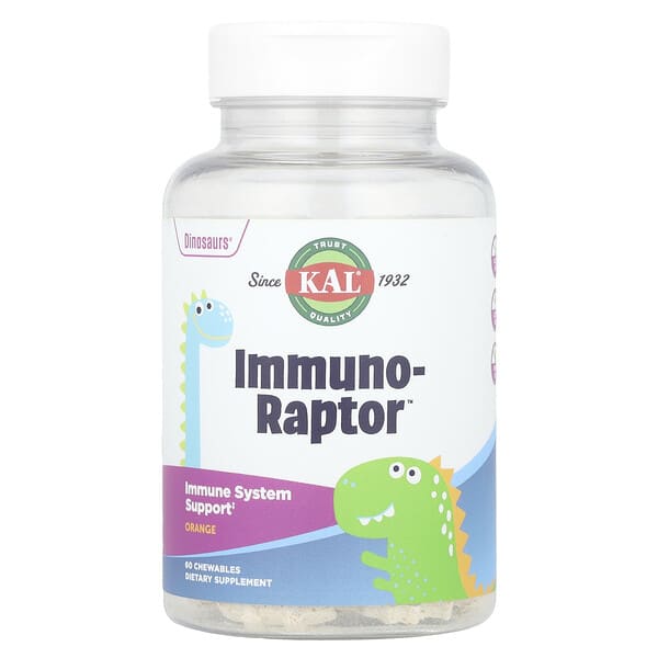 cal80824_v_40.jpg Dinosaurs®, Immuno-Raptor™, добавка для поддержки иммунитета, со вкусом апельсина, 60 жевательных таблеток — KAL