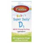 Super Daily, витамин D3 для детей, 10 мкг (400 МЕ), 10,3 мл (0,35 жидк. унций) — Carlson