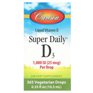 Super Daily® D3, 25 мкг (1000 МЕ), 10,3 мл (0,35 жидк. унции) — Carlson