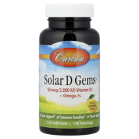 Solar D Gems®, витамин D3 и омега-3 кислоты, натуральный лимонный вкус, 120 капсул — Carlson