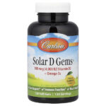 Solar D Gems®, витамин D3 и омега-3 кислоты, натуральный лимонный вкус, 120 капсул — Carlson