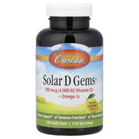 Solar D Gems®, витамин D3 и омега-3 кислоты, натуральный лимонный вкус, 120 капсул — Carlson