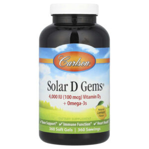 Solar D Gems®, витамин D3 и омега-3, натуральный лимон, 360 мягких таблеток — Carlson