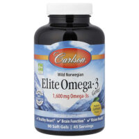 Elite Omega-3 Gems®, отборные омега-3 кислоты из норвежской рыбы дикого улова, натуральный лимонный вкус, 90 капсул — Carlson
