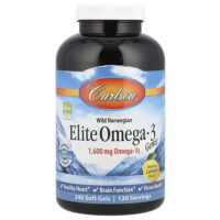 Elite Omega-3 Gems, отборные омега-3 кислоты, натуральный лимонный вкус, 1600 мг, 240 капсул (800 мг в 1 капсуле) — Carlson
