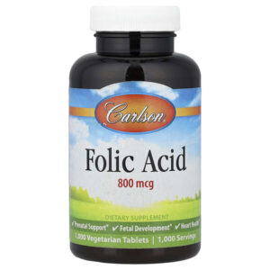 Folic Acid, 800 mcg, 1,000 Vegetarian Tablets — Carlson