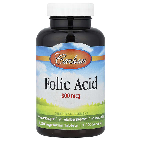 car02666_v_31.jpg Folic Acid, 800 mcg, 1,000 Vegetarian Tablets — Carlson