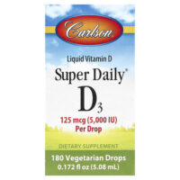Super Daily®, D3, 125 мкг (5000 МЕ), 2,54 мл (0,086 жидк. Унции) — Carlson