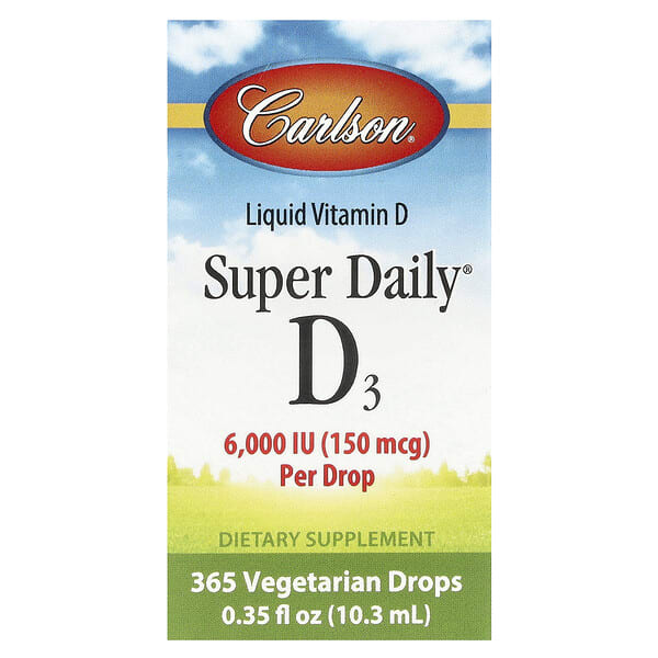 car12000_v_69.jpg Super Daily® D3, 150 мкг (6000 МЕ), 10,3 мл (0,35 жидк. Унции) — Carlson