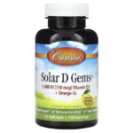 Solar D Gems®, витамин D3 и омега-3, натуральный лимон, 120 мягких таблеток — Carlson