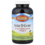Solar D Gems®, витамин D3 и омега-3, натуральный лимон, 360 мягких таблеток — Carlson
