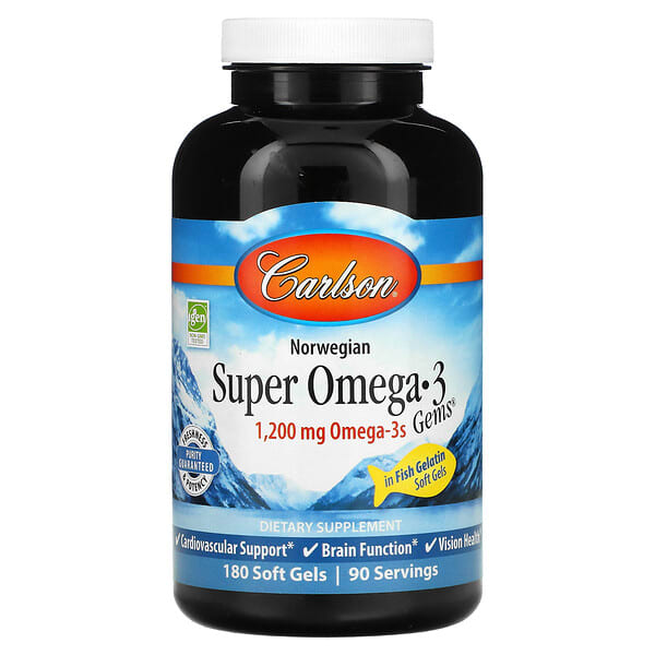 car15320_v_25.jpg Super Omega-3 Gems®, норвежские омега-3 кислоты, 180 капсул — Carlson