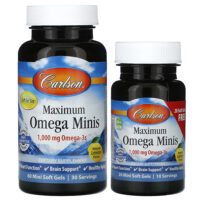 Maximum Omega мини, натуральный лимон, 80 мини-капсул (500 мг в 1 капсуле) — Carlson