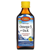 Omega 3 Plus D & K, натуральный лимон, 1430 мг, 200 мл (6,7 жидк. унц.) — Carlson