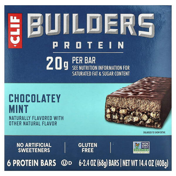 cbi16852_v_20.jpg Builders, Protein Bars, Chocolatey Mint, 6 Bars, 2.4 oz (68 g) Each — Clif Bar