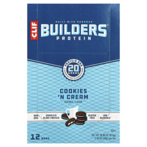 Builders®, протеиновый батончик, печенье с кремом, 12 батончиков по 68 г (2,4 унции) — Clif Bar