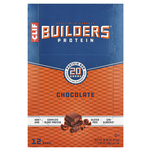 cbi60042_v_62.jpg Builders®, протеиновый батончик, шоколад, 12 батончиков по 68 г (2,4 унции) — Clif Bar