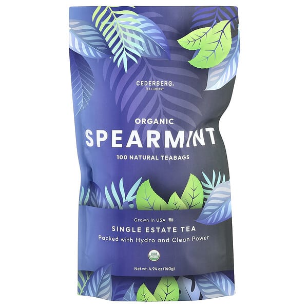 cdg21922_v_6.jpg Organic Spearmint, без кофеина, 100 натуральных чайных пакетиков, 140 г (4,94 унции) — Cederberg Tea Co