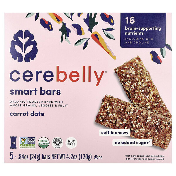ceb89851_v_38.jpg Smart Bars, органические батончики для малышей, с морковным фиником, 5 батончиков, по 24 г (0,84 унции) — Cerebelly