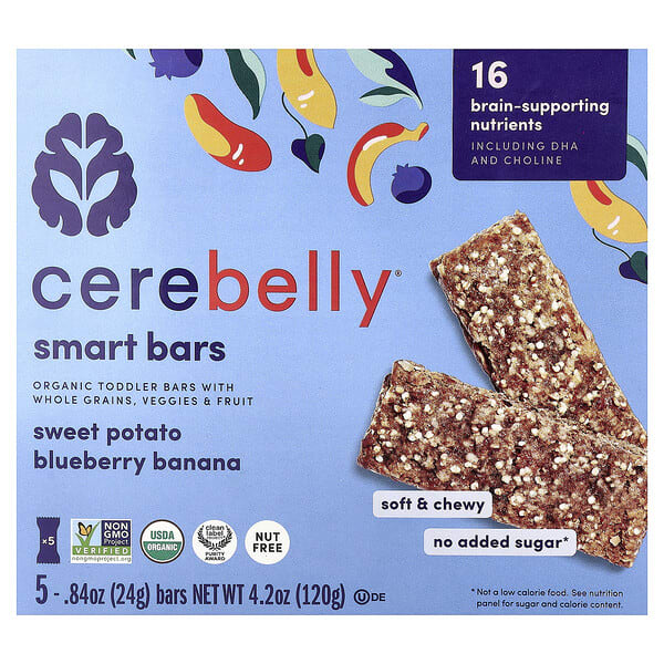 ceb89854_v_40.jpg Smart Bars, органические батончики для малышей, батат, черника и банан, 5 батончиков по 24 г (0,84 унции) — Cerebelly
