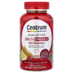 Multigummies + Omega-3, натуральная клубника, лимон и апельсин, 110 жевательных таблеток — Centrum