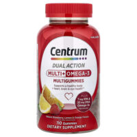 Multigummies + Omega-3, натуральная клубника, лимон и апельсин, 110 жевательных таблеток — Centrum