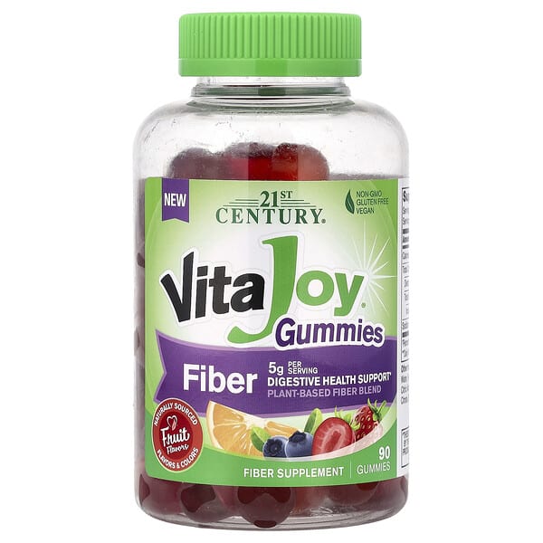 cen22276_v_24.jpg 21st Century, VitaJoy®, жевательные таблетки, с клетчаткой, фрукты, 90 жевательных таблеток