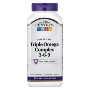 21st Century, Triple Omega Complex 3-6-9, 90 мягких желатиновых капсул с кишечнорастворимой оболочкой