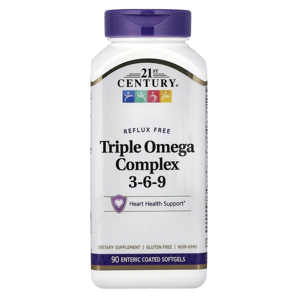 cen22874_v_44.jpg 21st Century, Triple Omega Complex 3-6-9, 90 мягких желатиновых капсул с кишечнорастворимой оболочкой