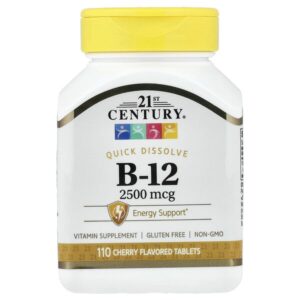 21st Century, витамин B12, с вишневым вкусом, 2500 мкг, 110 таблеток