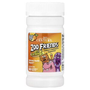 21st Century, Zoo Friends® с витамином C, натуральный апельсиновый вкус, 60 жевательных таблеток