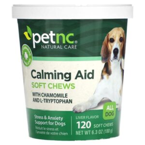Calming Aid, мягкие жевательные таблетки, для собак, печень, 120 жевательных таблеток, 180 г (6,3 унции) — petnc NATURAL CARE