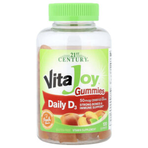 21st Century, VitaJoy®, жевательные таблетки с витамином D3, со вкусом персика, 120 жевательных таблеток