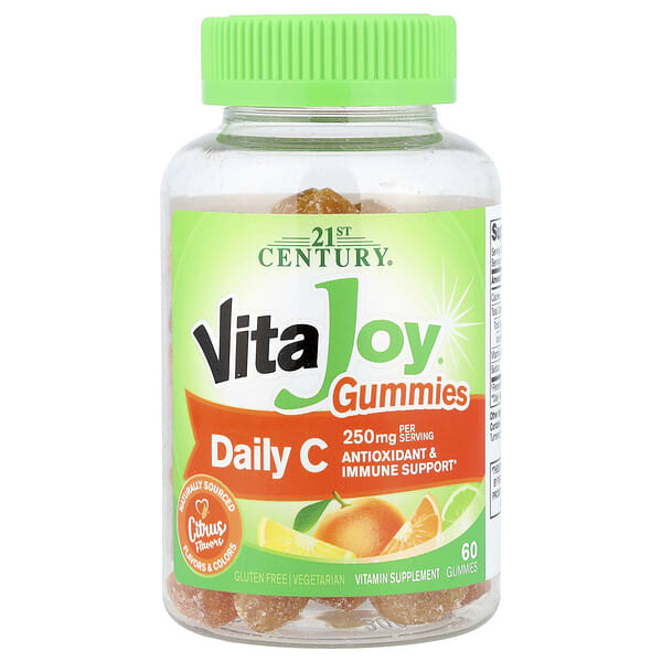 cen27791_v_60.jpg 21st Century, VitaJoy®, витамин С на каждый день, цитрус, 60 жевательных таблеток (125 мг в 1 таблетке)