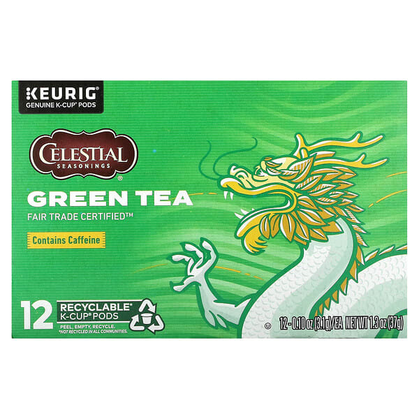 ces09734_v_21.jpg зеленый чай, сертификат справедливой торговли, 12 капсул K-Cup, 3,1 г (0,1 унции) каждая — Celestial Seasonings